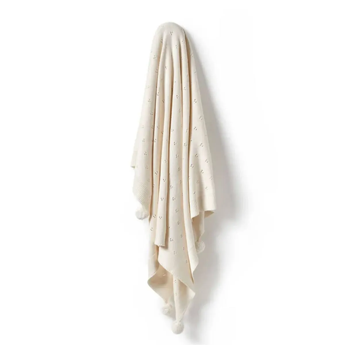Blankets-Wilson + Frenchy Knitted Pointelle Blanket Ecru