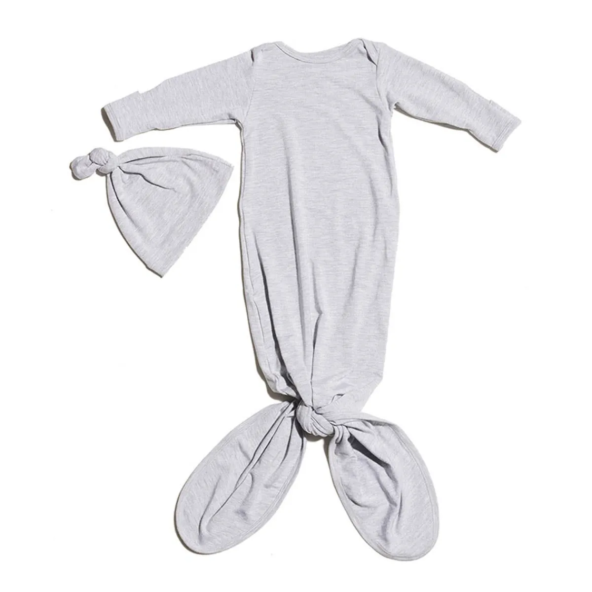 Infant Hats|Nightgowns-Simple Knotted Gown & Hat