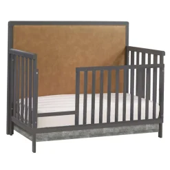Convertible Cribs-Natart Kyoto 5-in-1 Convertible Crib with Tufted Panel