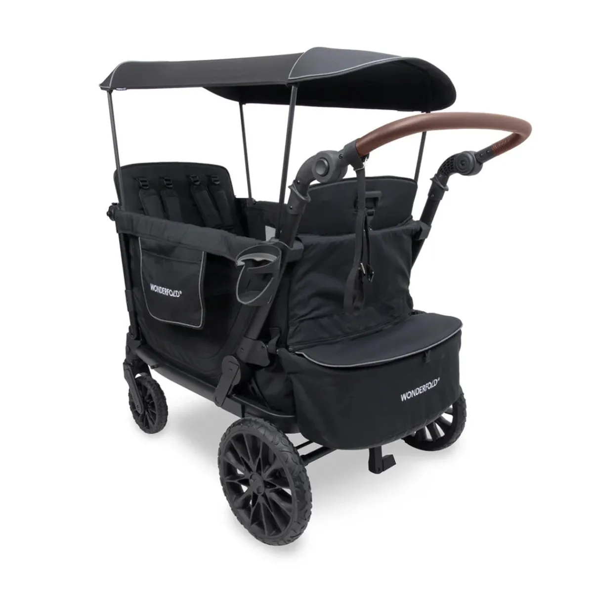 Wagons-WonderFold L4 Quad Stroller Wagon Black