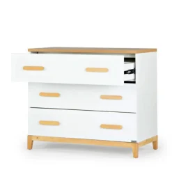 Dressers-dadada Lala 3 Drawer Dresser White/Red Oak