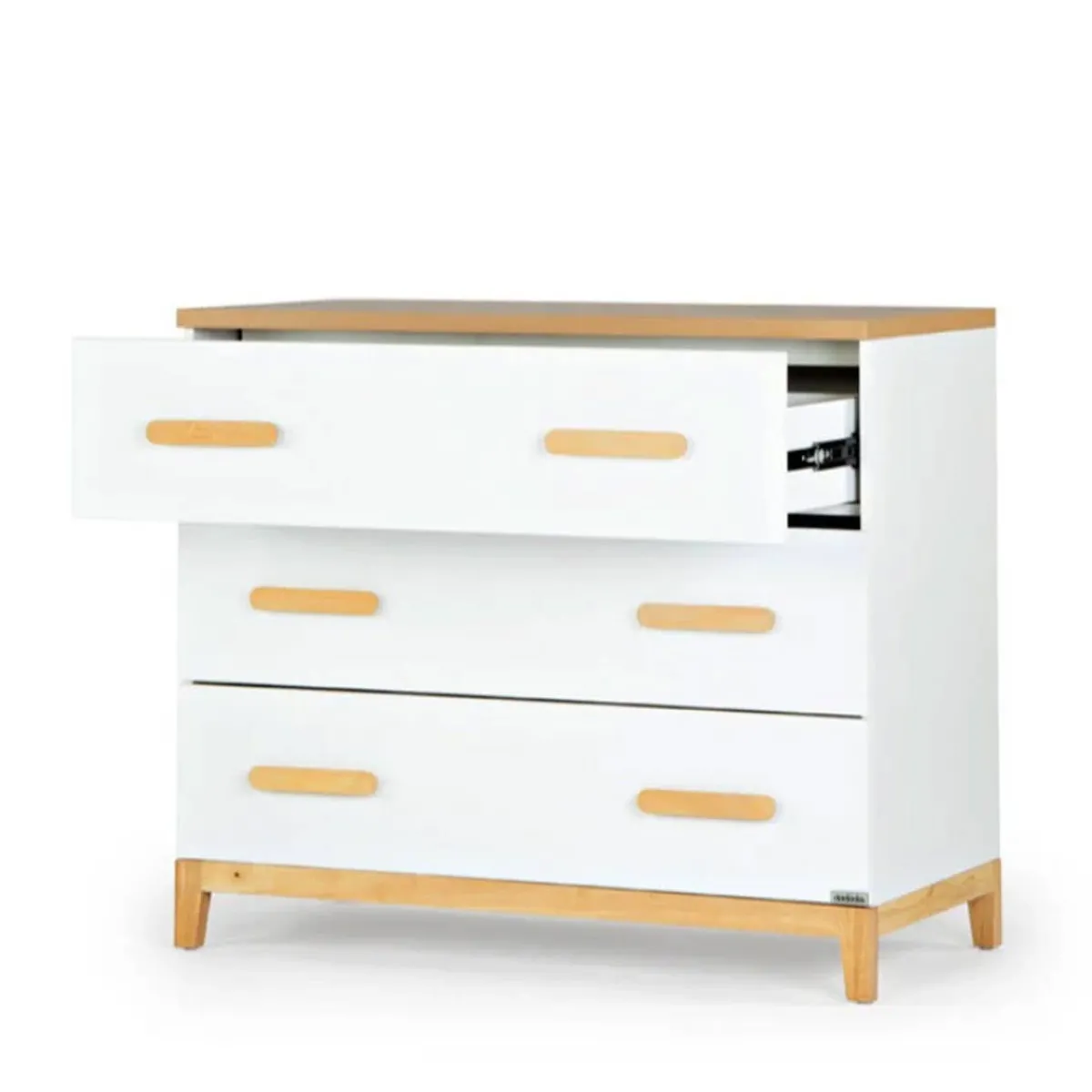 Dressers-dadada Lala 3 Drawer Dresser White/Red Oak
