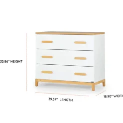 Dressers-dadada Lala 3 Drawer Dresser White/Red Oak