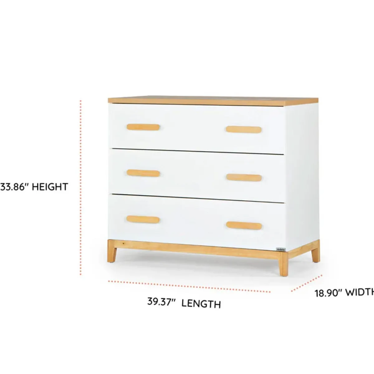 Dressers-dadada Lala 3 Drawer Dresser White/Red Oak