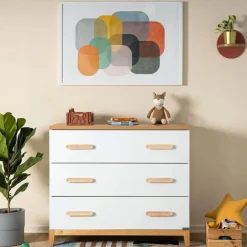 Dressers-dadada Lala 3 Drawer Dresser White/Red Oak