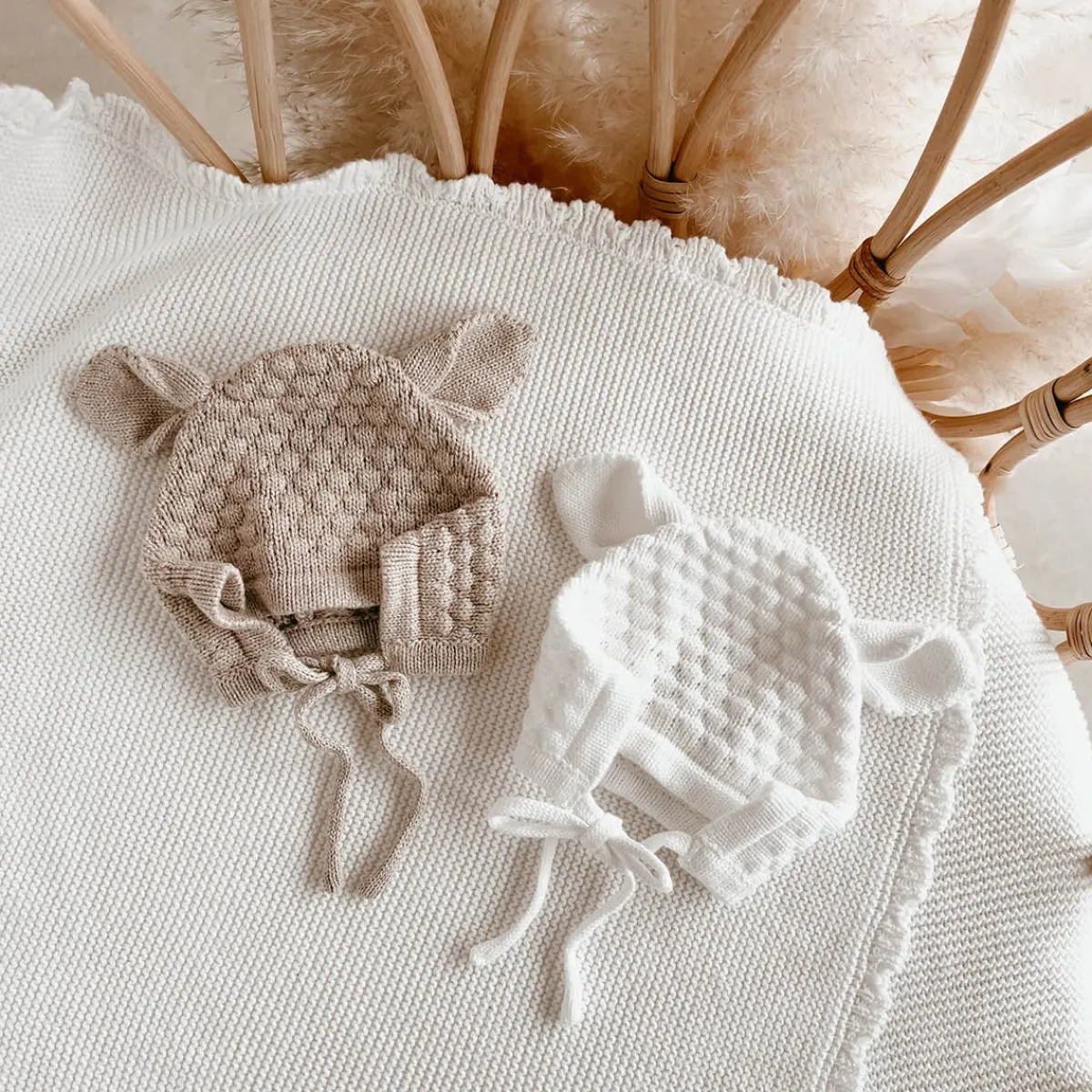 Winter Hats|Infant Hats-Blossom & Pear Lamb Knit Bonnet