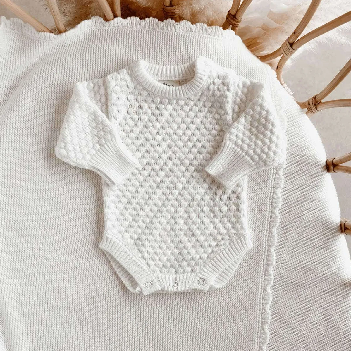 Rompers-Blossom & Pear Lamb Long Sleeve Knit Romper