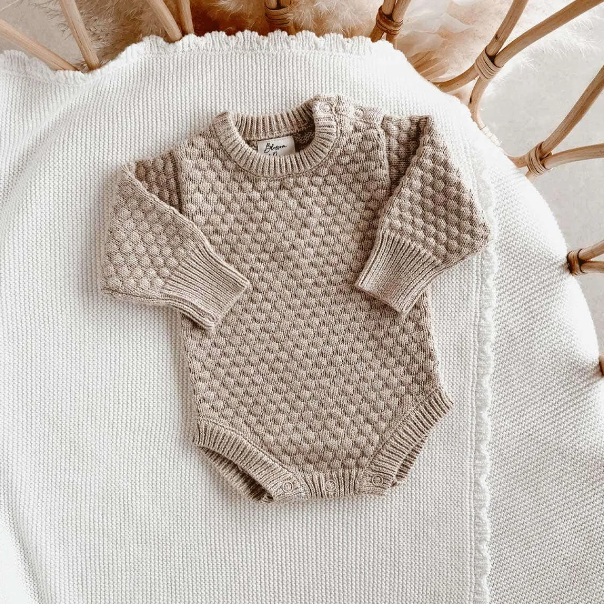 Rompers-Blossom & Pear Lamb Long Sleeve Knit Romper