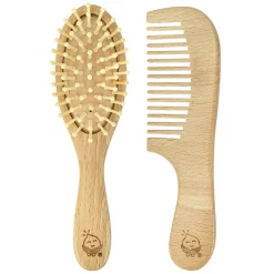 Baby Brushes + Combs-Green Sprouts Learning Brush & Comb Natural