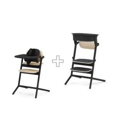 High Chairs & Boosters-Cybex LEMO 3-in-1 High Chair + LEMO Training Tower Set Sand Black