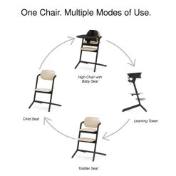 High Chairs & Boosters-Cybex LEMO 3-in-1 High Chair + LEMO Training Tower Set Sand Black