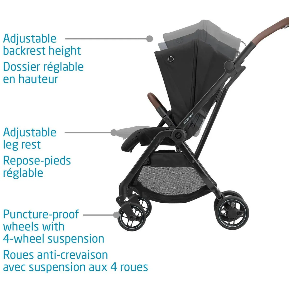 Travel Strollers-Maxi-Cosi Leona Ultra Compact Stroller Essential Black