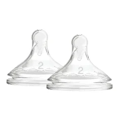 Nipples + Bottle Accessories-Dr. Brown's Level 2 Wide Neck Silicone Nipple (2 Pack)