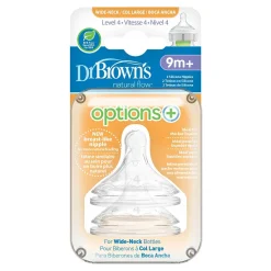 Nipples + Bottle Accessories-Dr. Brown's Level 4 Wide Neck Silicone Nipple (2 Pack)