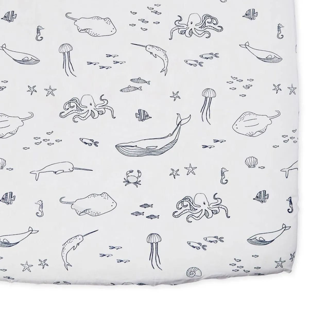 Crib Fitted Sheets-Pehr Life Aquatic Crib Sheet