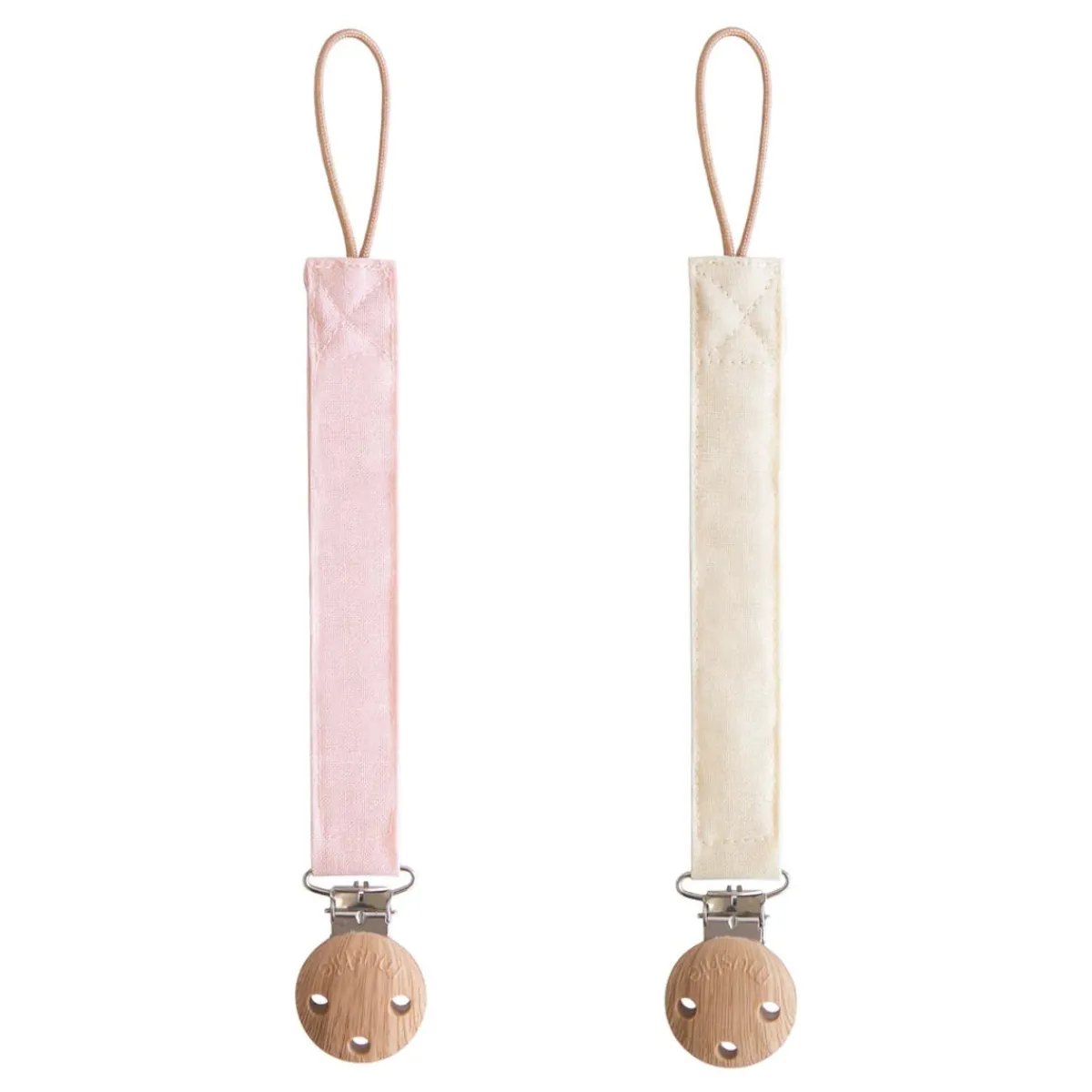 Pacifier Clips|Pacifiers + Clips-Mushie Linen Pacifier Clip (2 Pack)