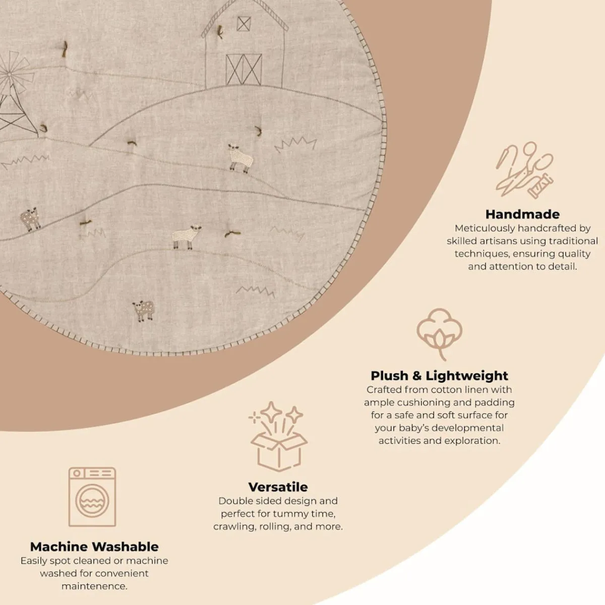 Rugs|Play Mats-Crane Baby Linen Playmat