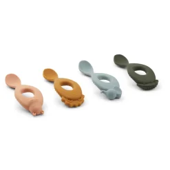 Kids Utensils|Toddler Training Utensils-Liewood Liva Silicone Spoon (4 Pack)