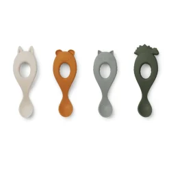 Kids Utensils|Toddler Training Utensils-Liewood Liva Silicone Spoon (4 Pack)