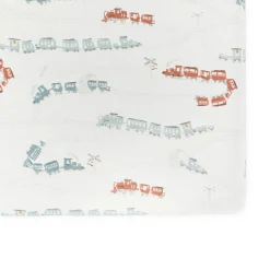 Crib Fitted Sheets-Pehr Locomotive Crib Sheet