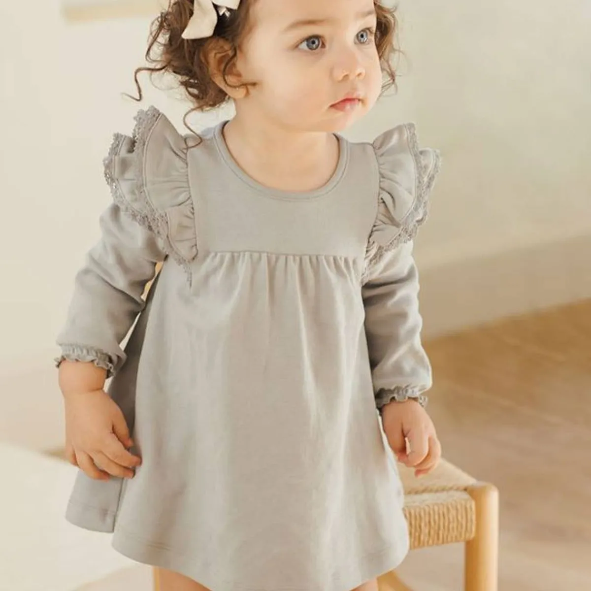 Skirts|Dresses-Quincy Mae Long Sleeve Flutter Dress