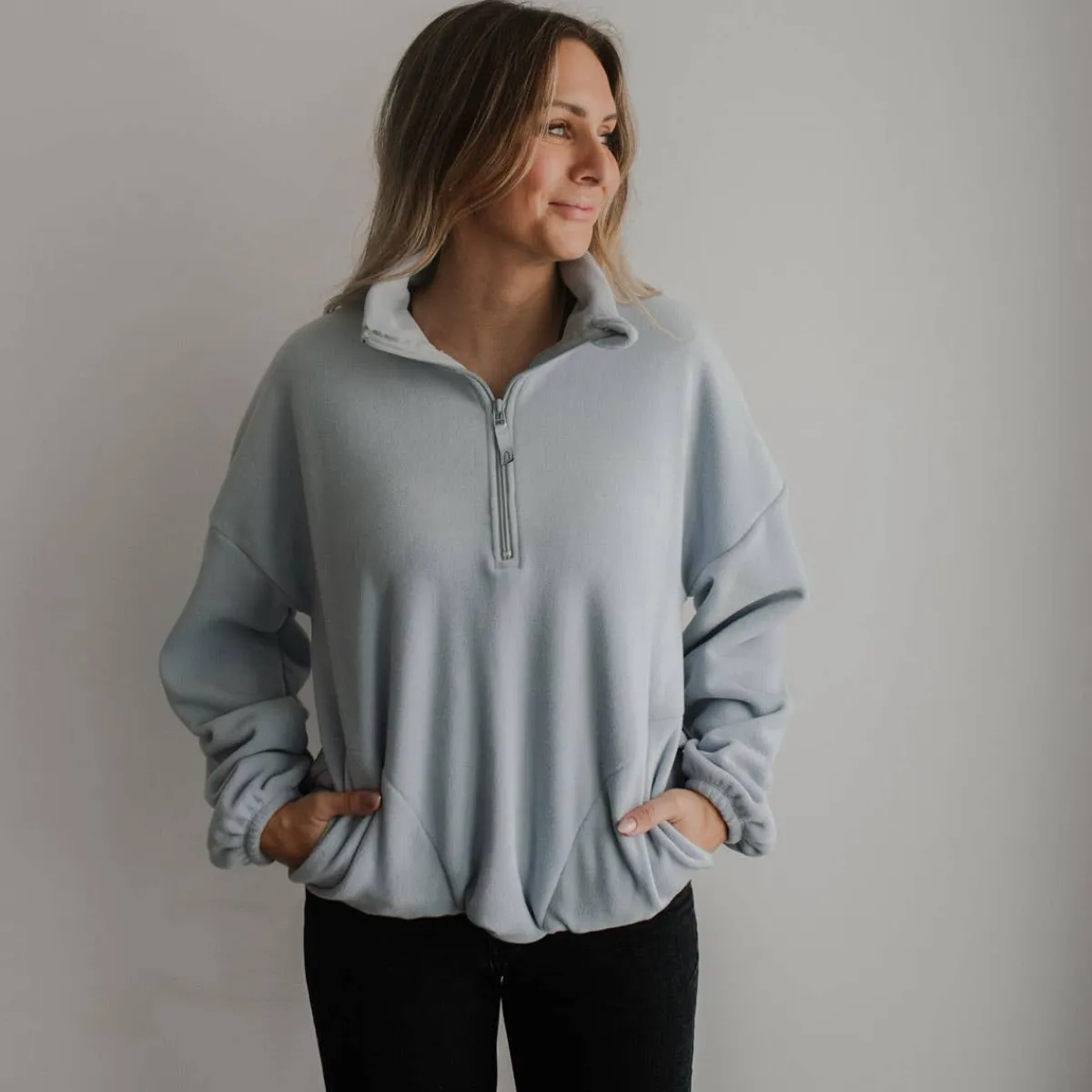 Tees + Sweaters-North Kinder Mama Polar Fleece Zip Sweater