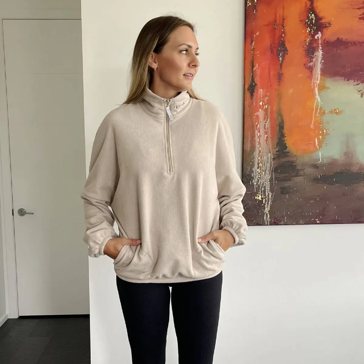 Tees + Sweaters-North Kinder Mama Polar Fleece Zip Sweater