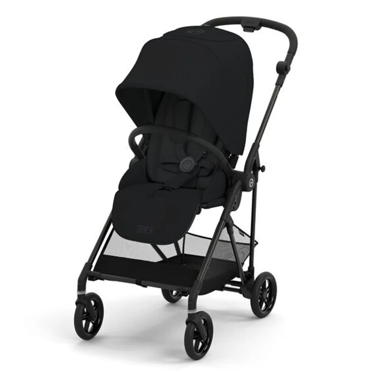 Travel Strollers-Cybex Melio Carbon 3 Ultra Lightweight Stroller Moon Black