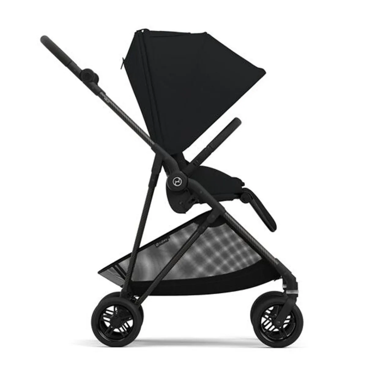 Travel Strollers-Cybex Melio Carbon 3 Ultra Lightweight Stroller Moon Black
