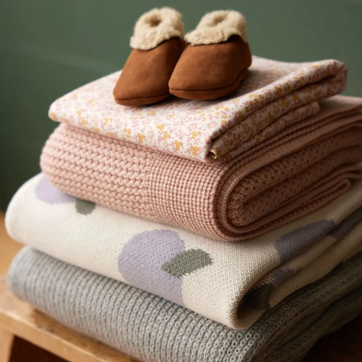 Blankets-Nature Baby Merino Wool Knit Blanket
