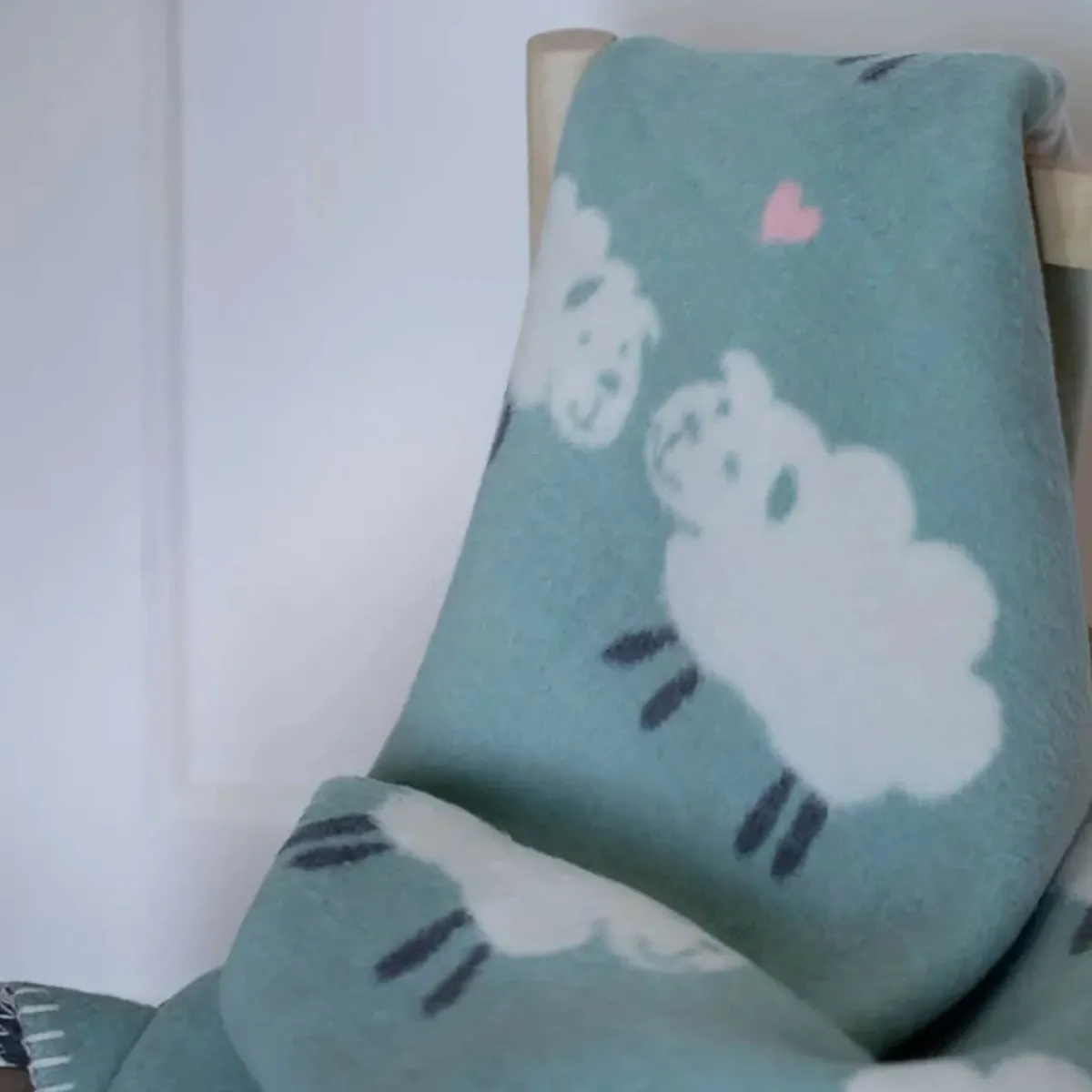 Blankets-David Fussenegger Mila Sheep Allover LIGHT GREEN