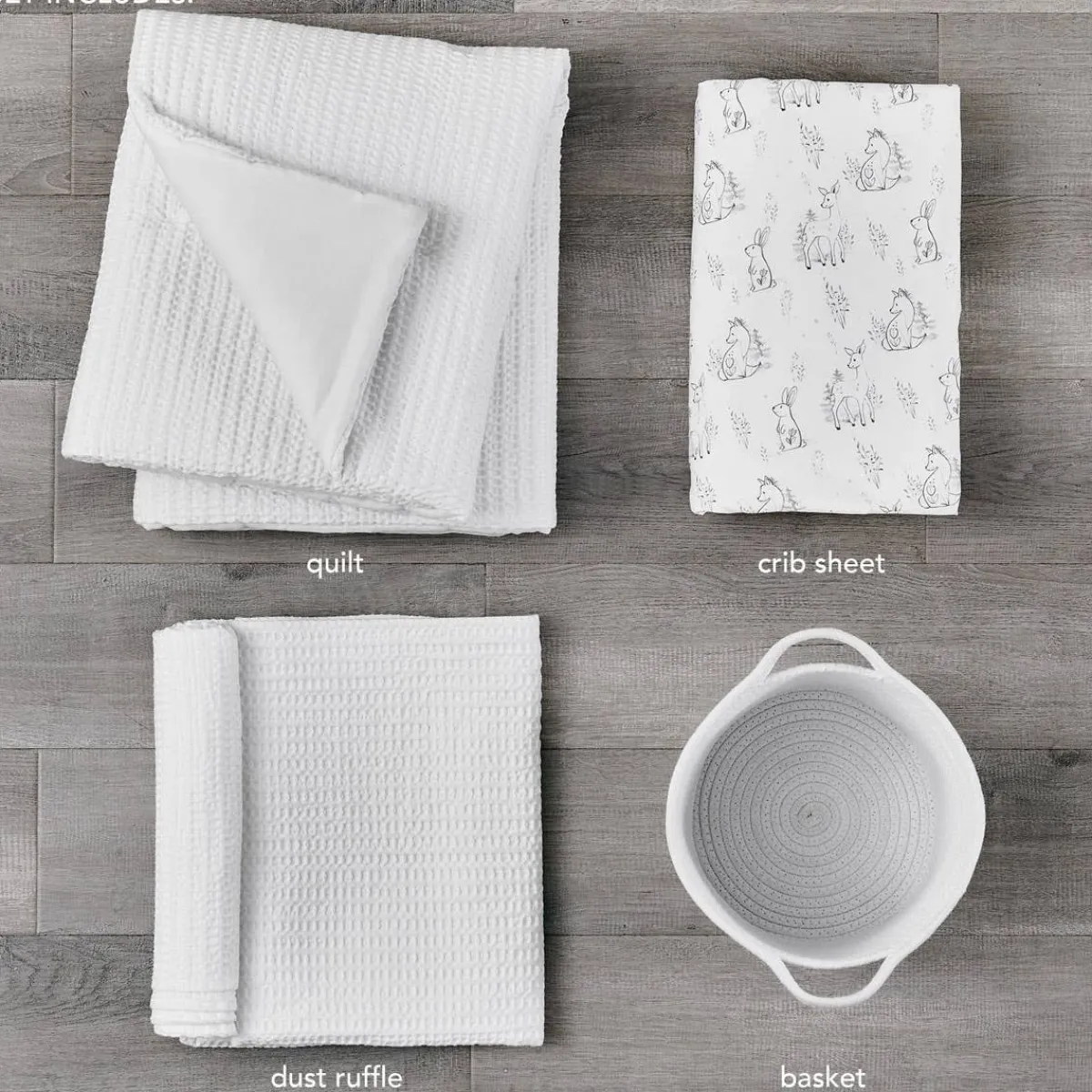 Crib Bedding Sets-Levtex Baby Mills Waffle 4 Piece Crib Set