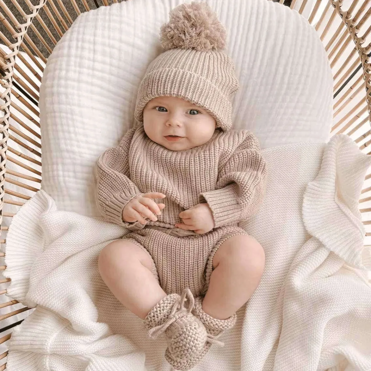 Beanies|Winter Hats-Blossom & Pear Mini Knit Beanie