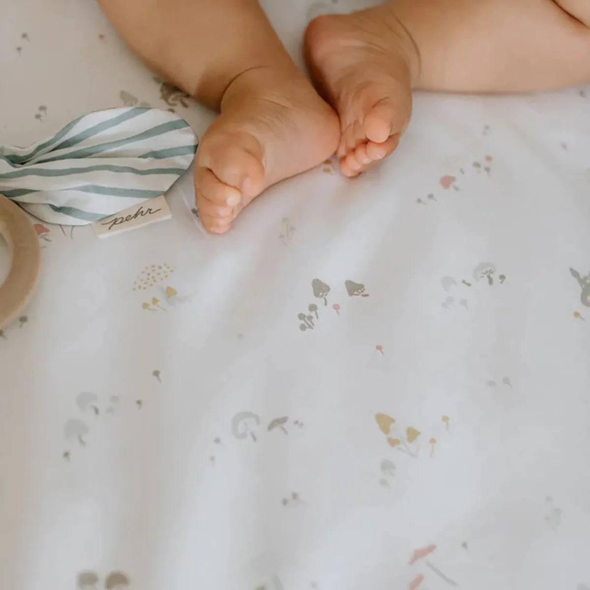 Crib Fitted Sheets-Pehr Mini Mushroom Crib Sheet