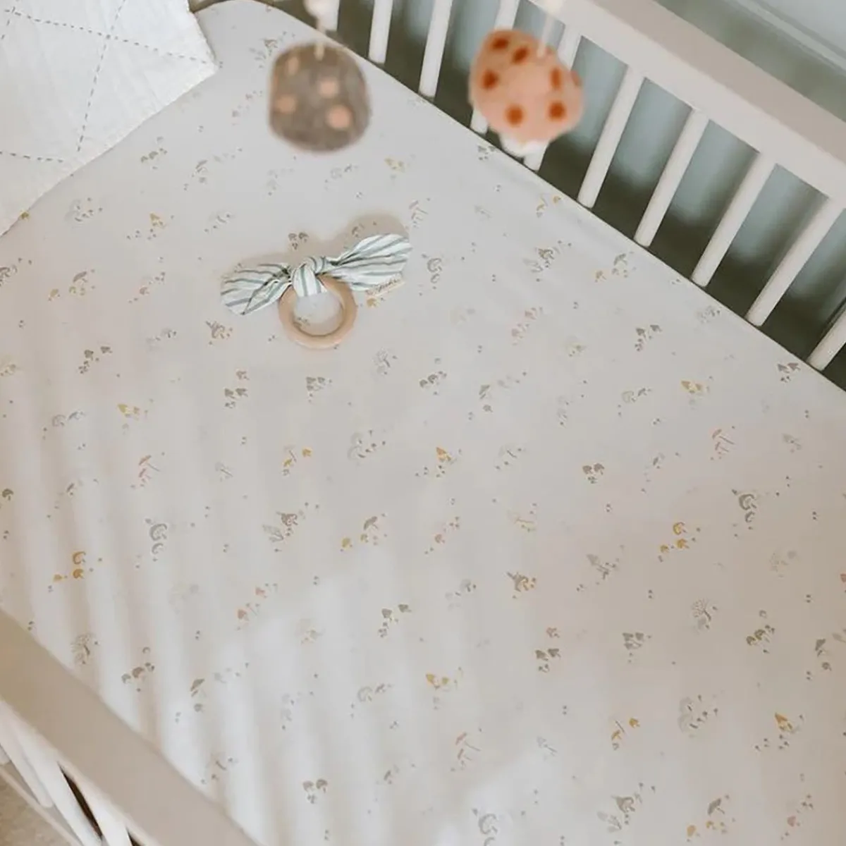 Crib Fitted Sheets-Pehr Mini Mushroom Crib Sheet