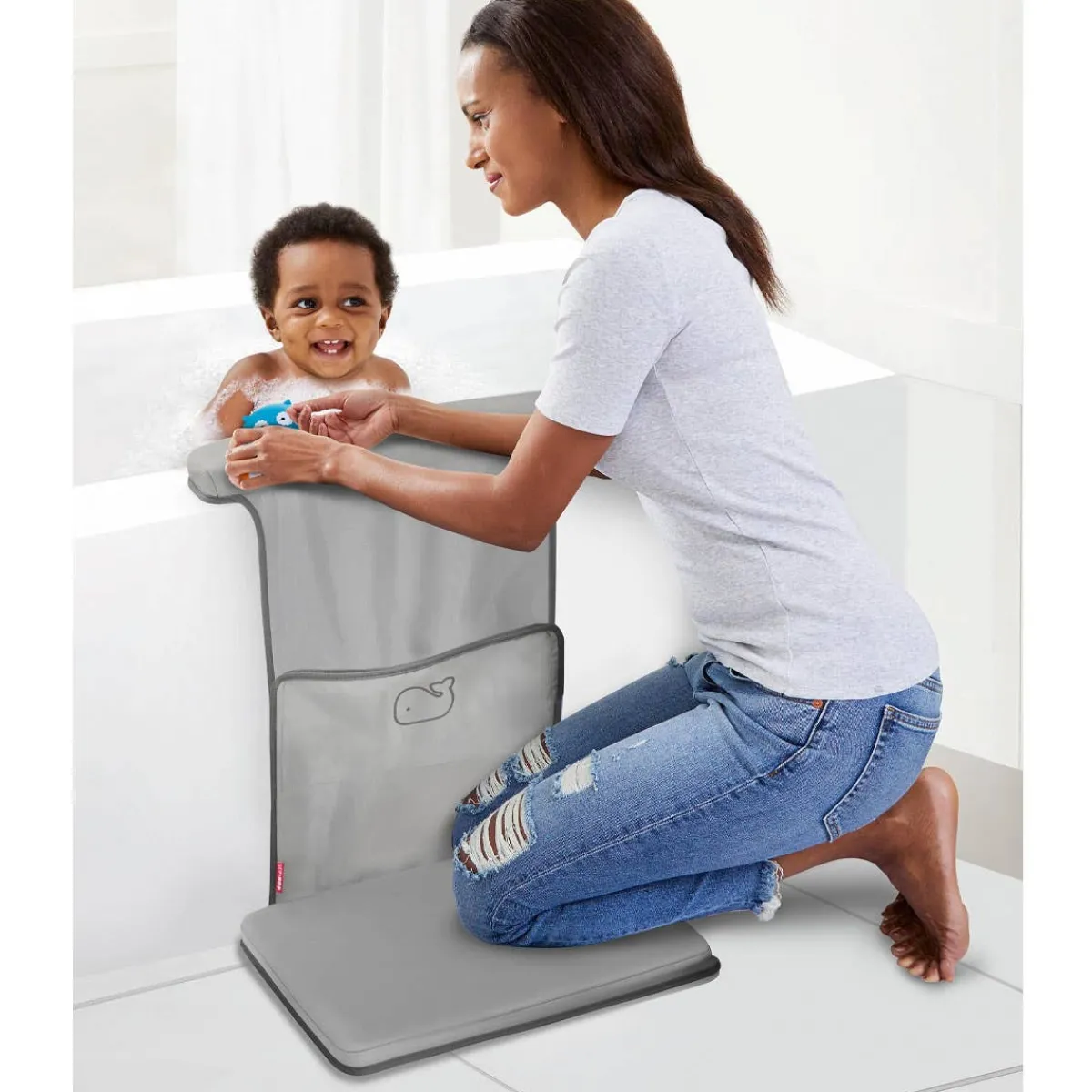 Bath Kneelers + Elbow Rests-Skip Hop Moby All-In-One Elbow Saver & Kneeler Grey