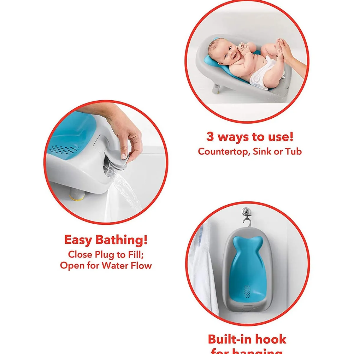 Infant Tubs-Skip Hop Moby Recline & Rinse Bather Grey