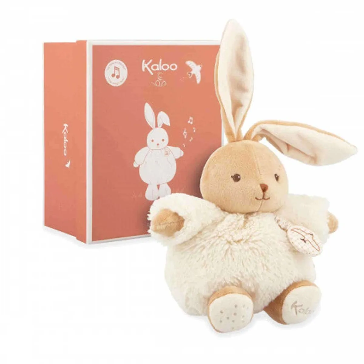 Plush Animals-Kaloo Musical Round Rabbit Cream