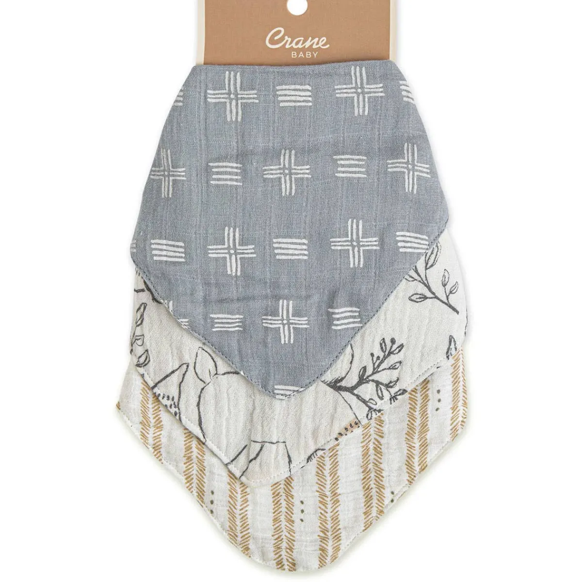 Bibs + Burps-Crane Baby Muslin Bib Set