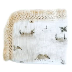 Blankets-MustBeBaby Muslin Blanket with Fringe
