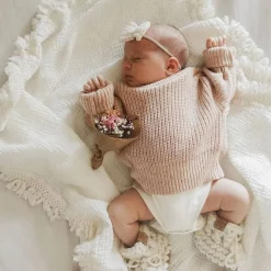 Blankets-MustBeBaby Muslin Blanket with Fringe