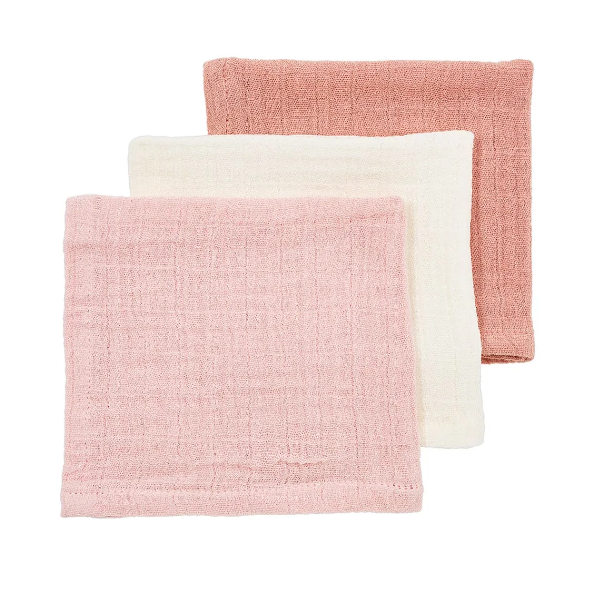 Towels + Cloths-Meyco Baby Muslin Facecloth (3 Pack)