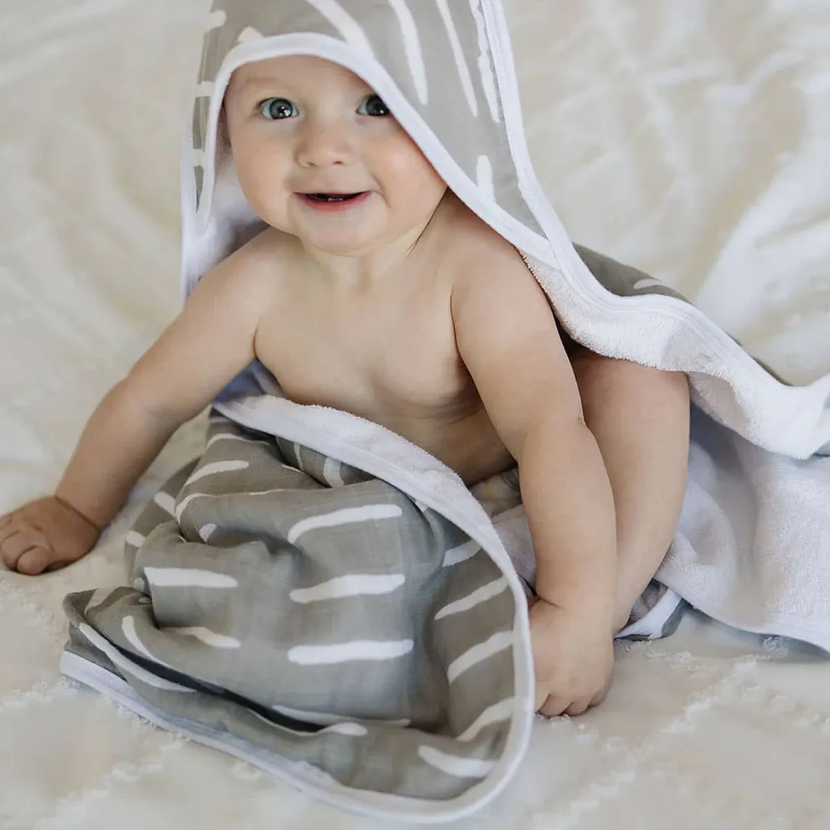 Towels + Cloths-Mebie Baby Muslin Hooded Towel