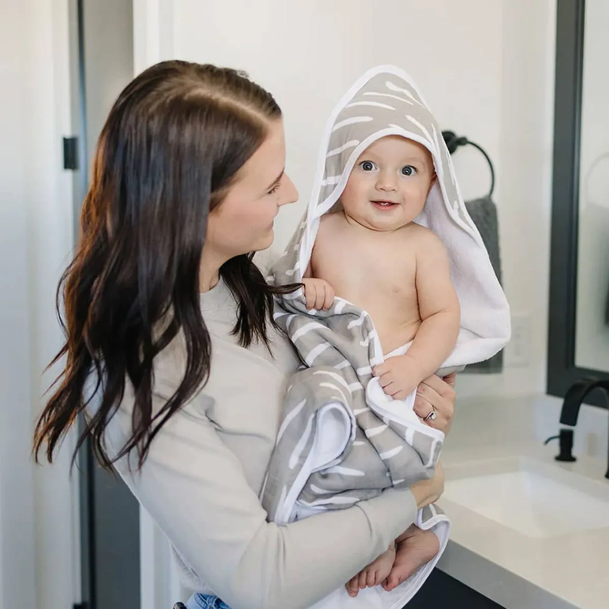 Towels + Cloths-Mebie Baby Muslin Hooded Towel