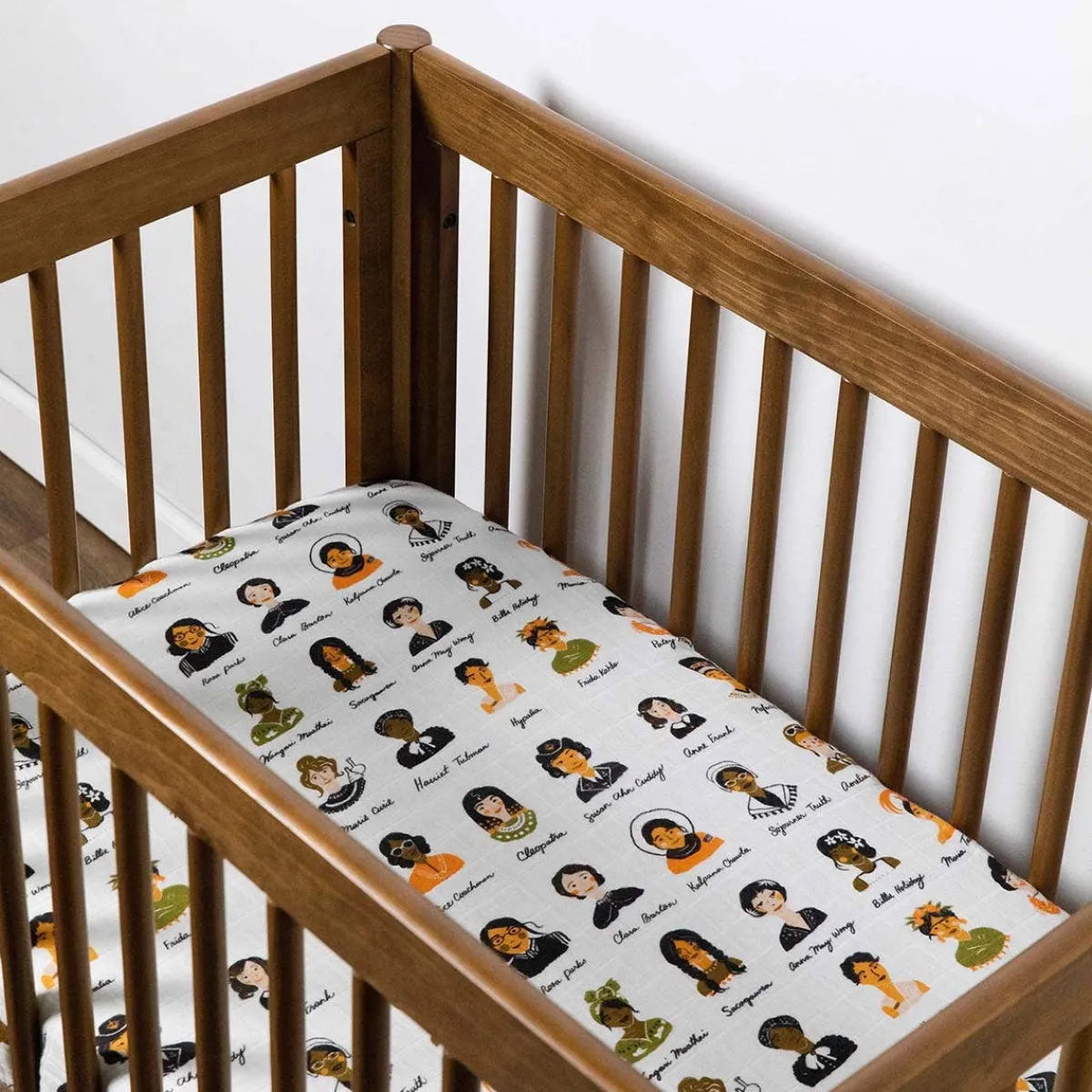 Mini Crib Bedding|Crib Fitted Sheets-Babyletto Muslin Mini Crib Sheet - Women In History