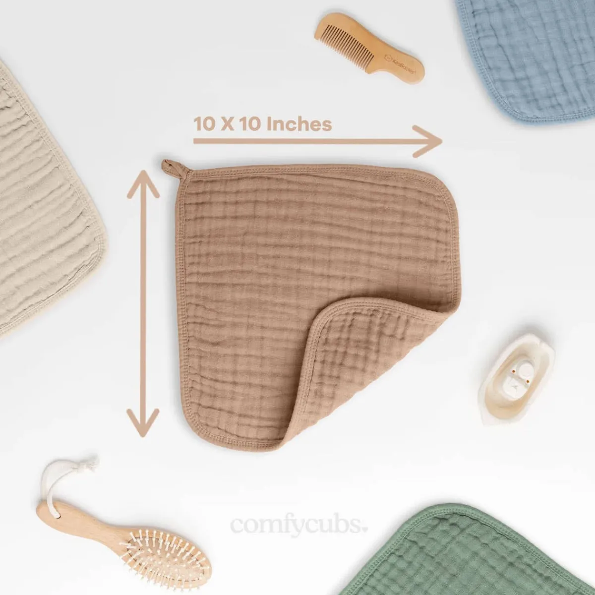 Towels + Cloths-Comfycubs Muslin Washcloths (6 Pack)