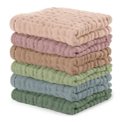 Towels + Cloths-Comfycubs Muslin Washcloths (6 Pack)