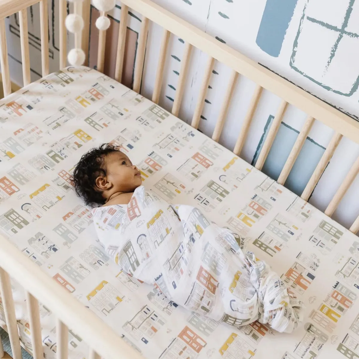 Crib Fitted Sheets-Pehr My Neighbourhood Crib Sheet