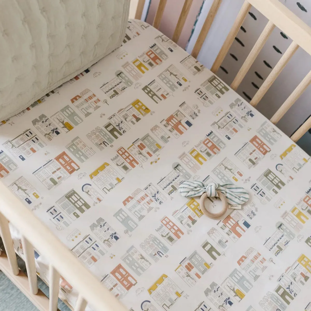 Crib Fitted Sheets-Pehr My Neighbourhood Crib Sheet