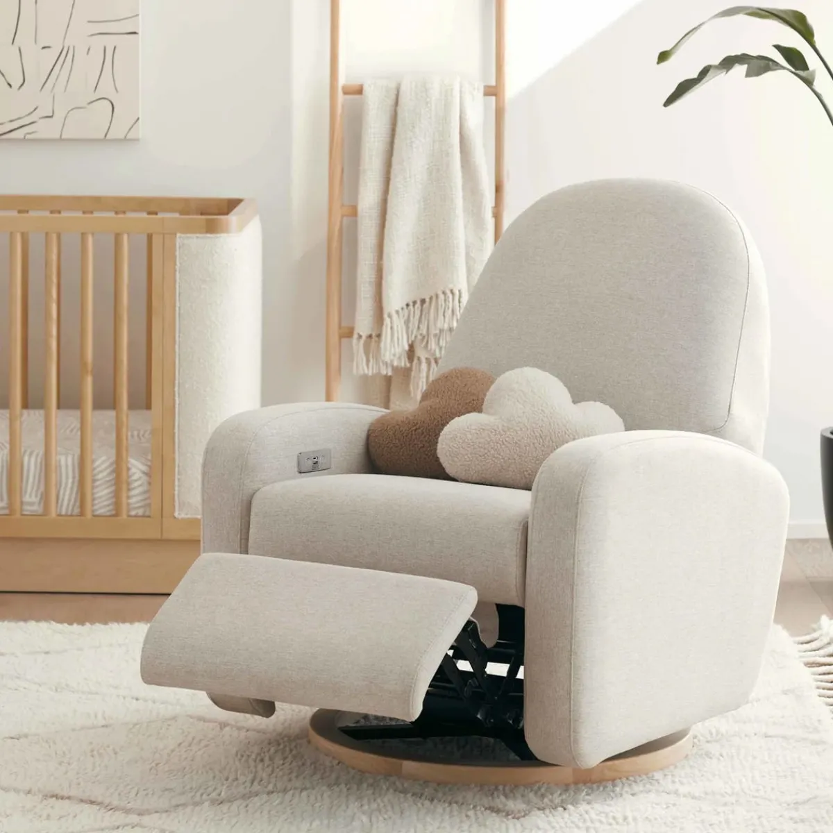 Soft Soles|Perforated Sneakers-Babyletto Nami Electronic Glider Recliner with USB (Eco-Weave)